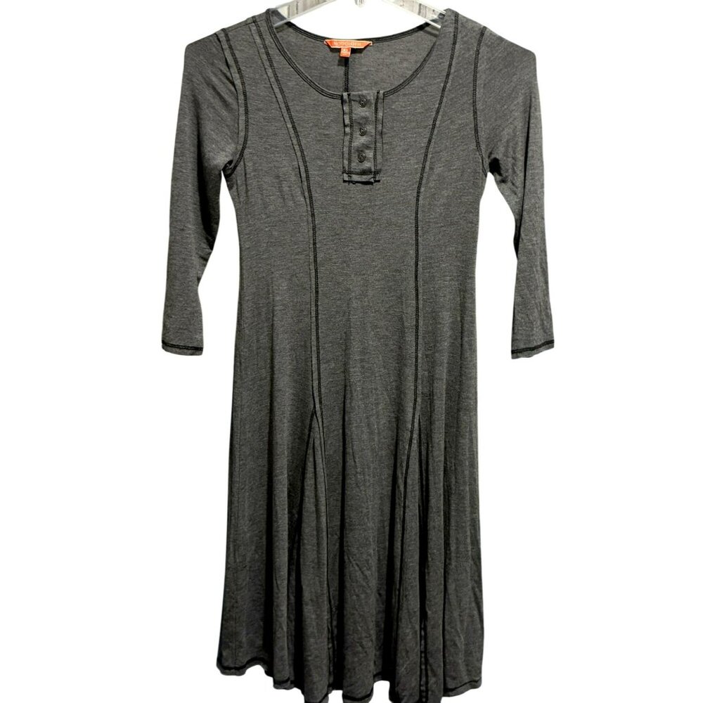 Modcloth Womens XS Gray Godet Long Sleeve Fit & Flare Henly Style Dress NWOT